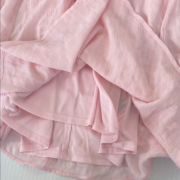 Trixxi Pink Ruffled Chiffon Tie Front or Back Mini Skater Dress Medium - Picture 12 of 17